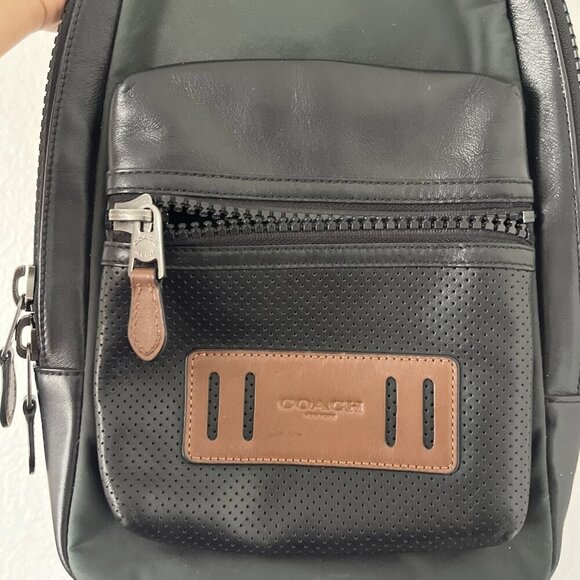 Coach Men's Punched Leather Convertible Backpack Black - Used Trek Terrain - Picture 2 of 13